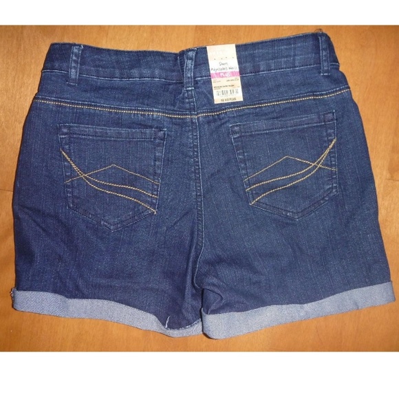 Girls Arizona Adjustable Waist Denim Shorts Med Dark Wash Plus Size 14.5 NWT - Picture 1 of 2